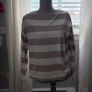 Abercrombie & Fitch Brown and Cream Striped Long Sleeve Top